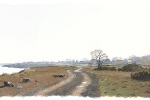 Reproducerad akvarell/giclée - Kustvägen mot Grönvik